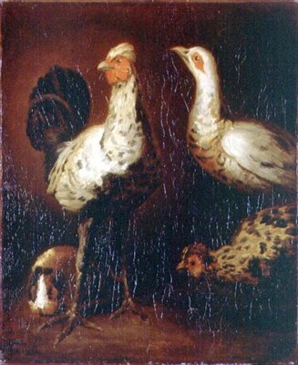 Kohout, dvě slepice a morče od Theodore Gericault