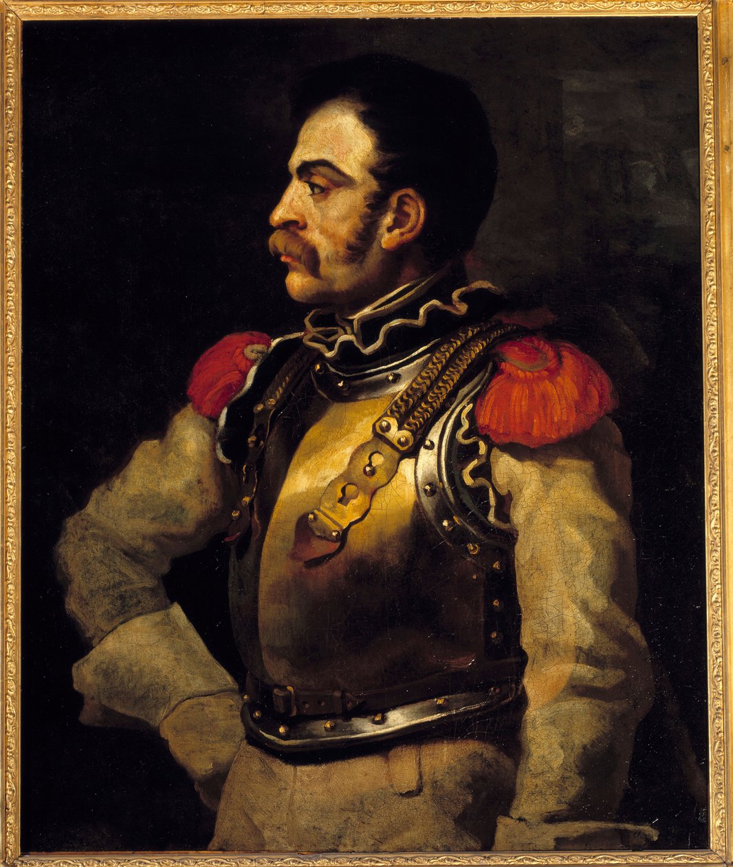 Muž z pušky viděn uprostřed těla. Obraz Theodora Gericaulta (1791-1824) od Theodore Gericault