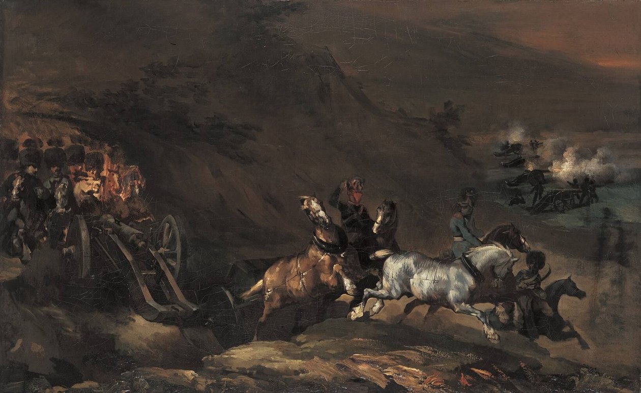 Postupující dělostřelectvo od Theodore Gericault