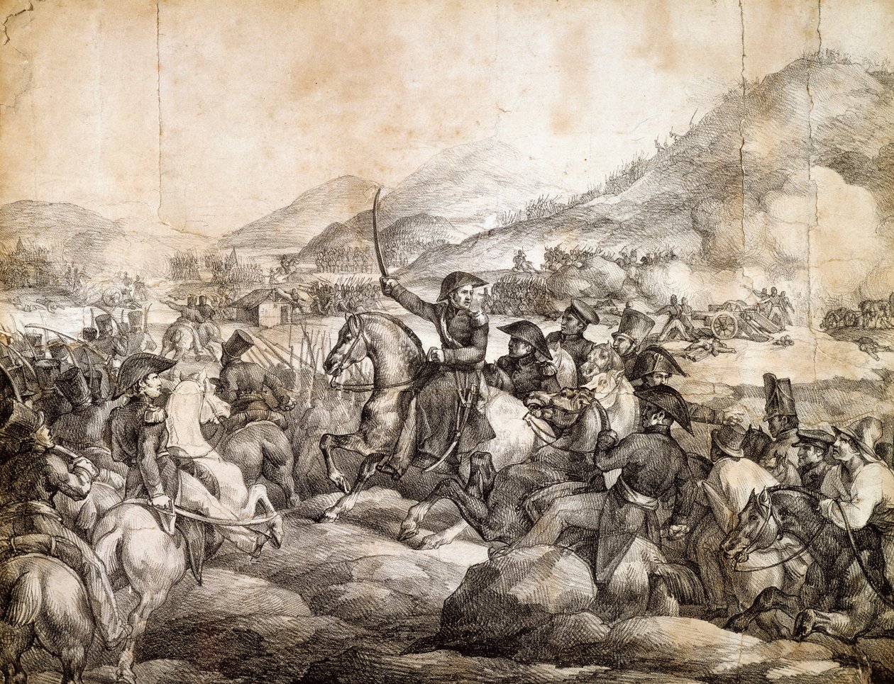 Bitva u Chacabuca, únor 1817, která vyhlásila vítězství Jose De San Martina nad Španělskem, Theodore Gericault, kresba, Argentina od Theodore Gericault