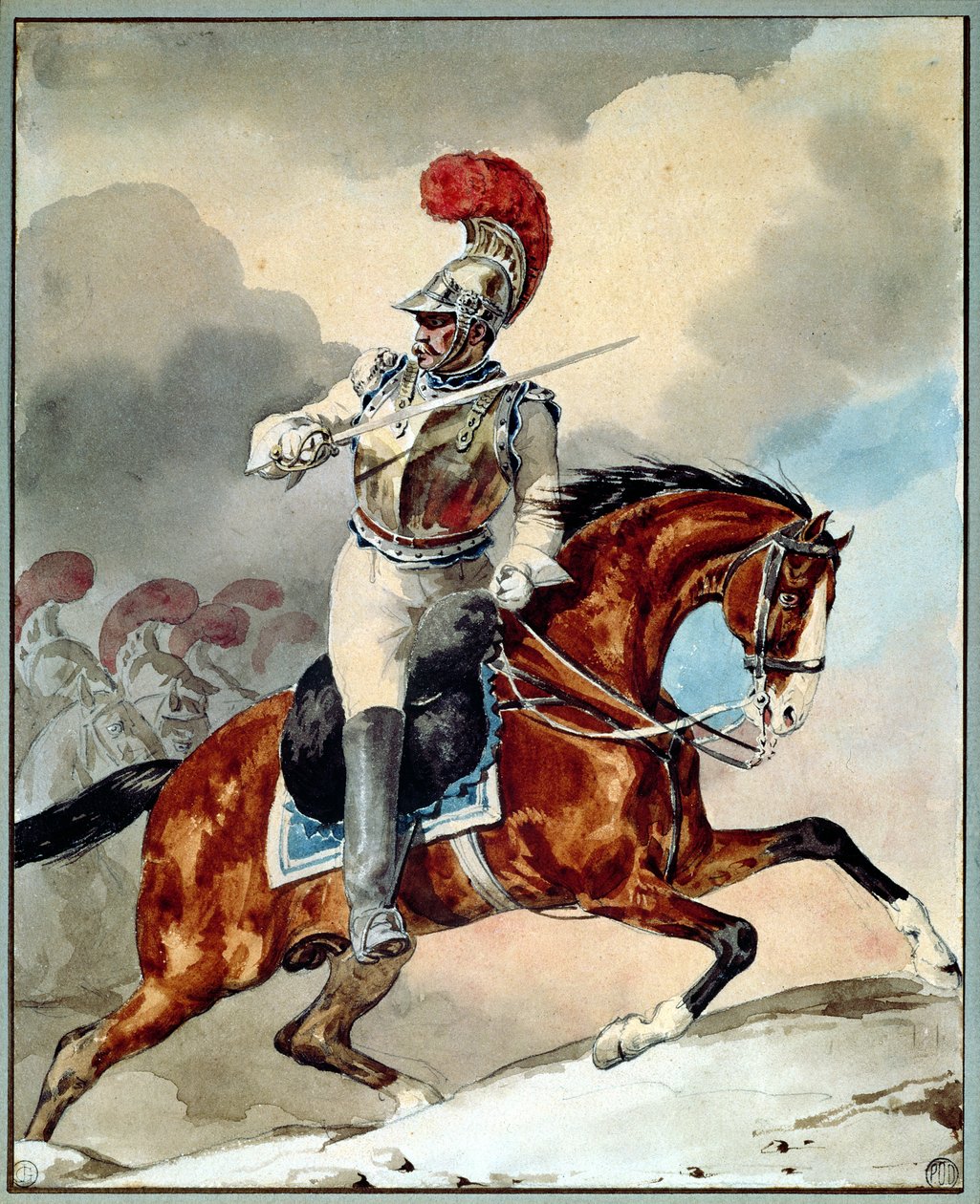 Carabinier důstojník dává rozkaz k útoku od Theodore Gericault