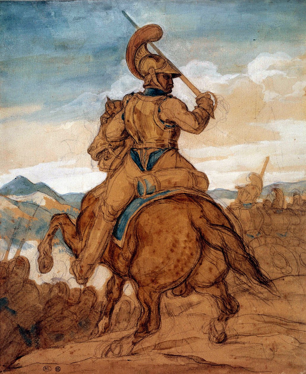 Karabina nebo kyrys na koni Akvarel, kvaš, praní Theodore Gericault (1791-1824) 19. století Sun. 0,25x0,22 m Paříž, musee du Louvre od Theodore Gericault