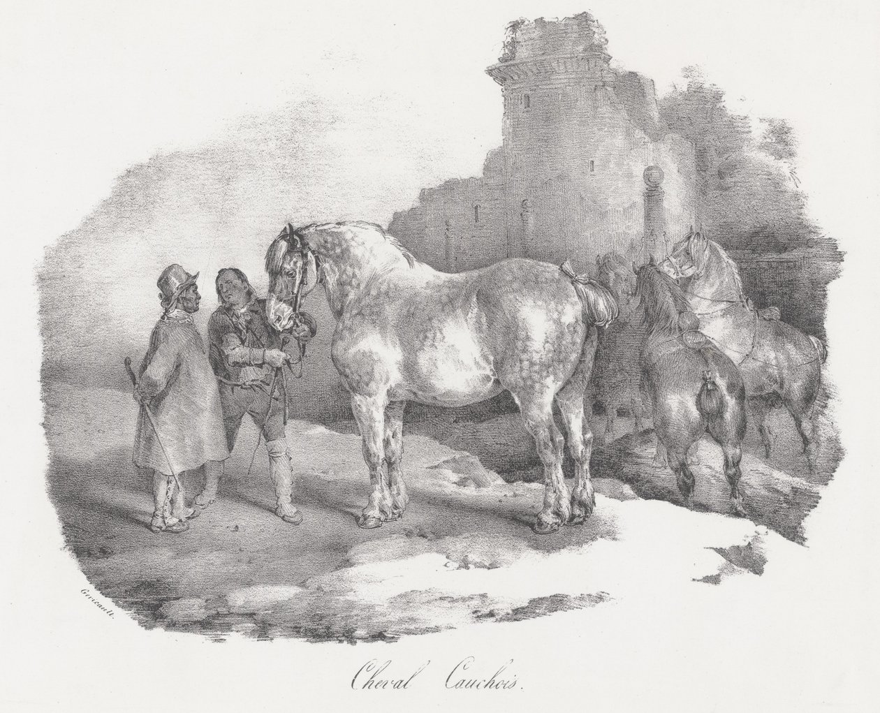 Cheval Cauchois (místní plemeno koní z Caux v Normandii) od Theodore Gericault