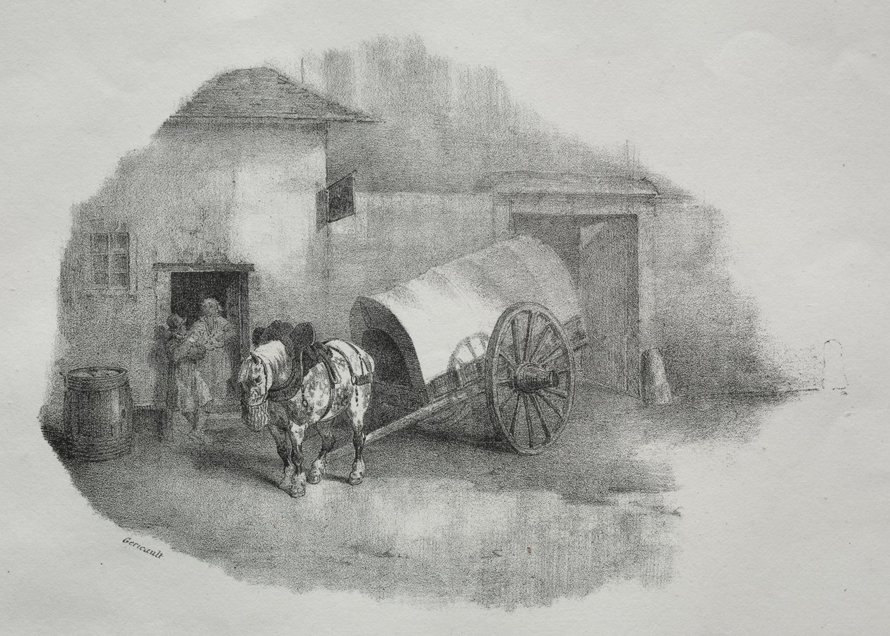 Koňský kůň vytažený z bahna. od Theodore Gericault