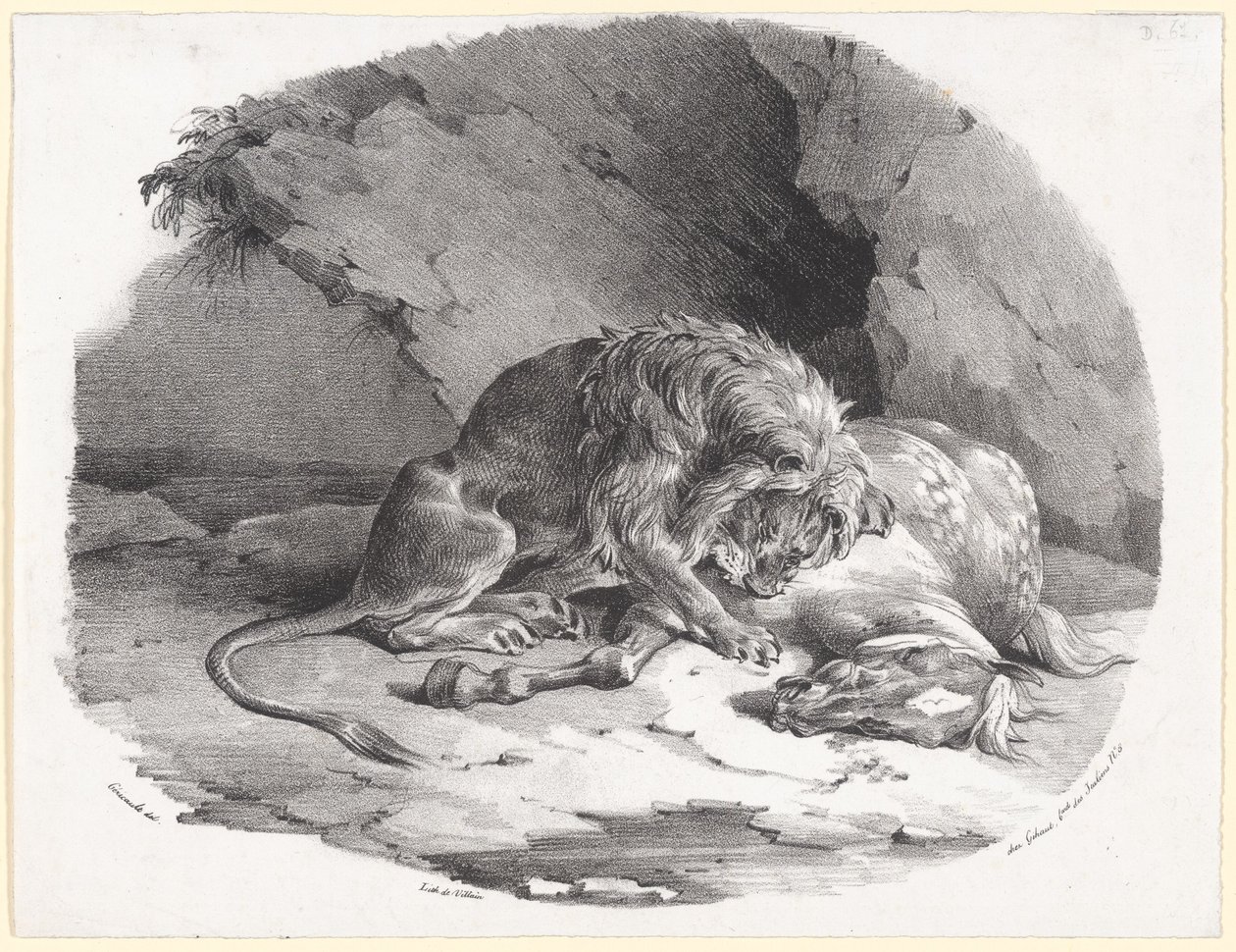 Kůň požíraný lvem (A Horse Being Devoured by a Lion) od Theodore Gericault