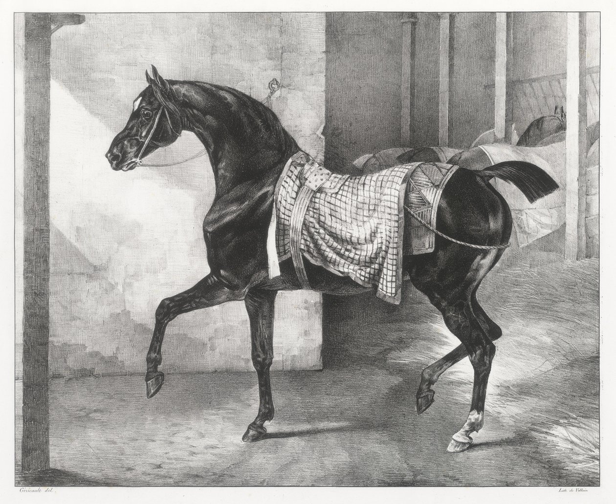 Černý kůň přivázaný ve stáji (A Black Horse Tethered in a Stable) od Theodore Gericault