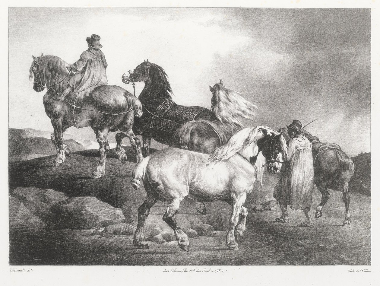 Koně vedeni na trh (Horses Being Led to the Fair) od Theodore Gericault
