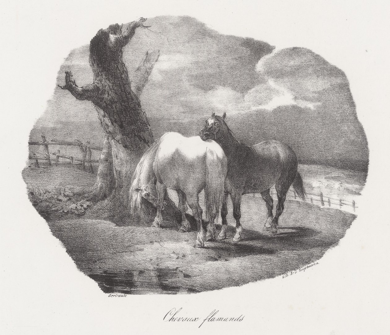 Flamandští koně (Flemish Horses) od Theodore Gericault