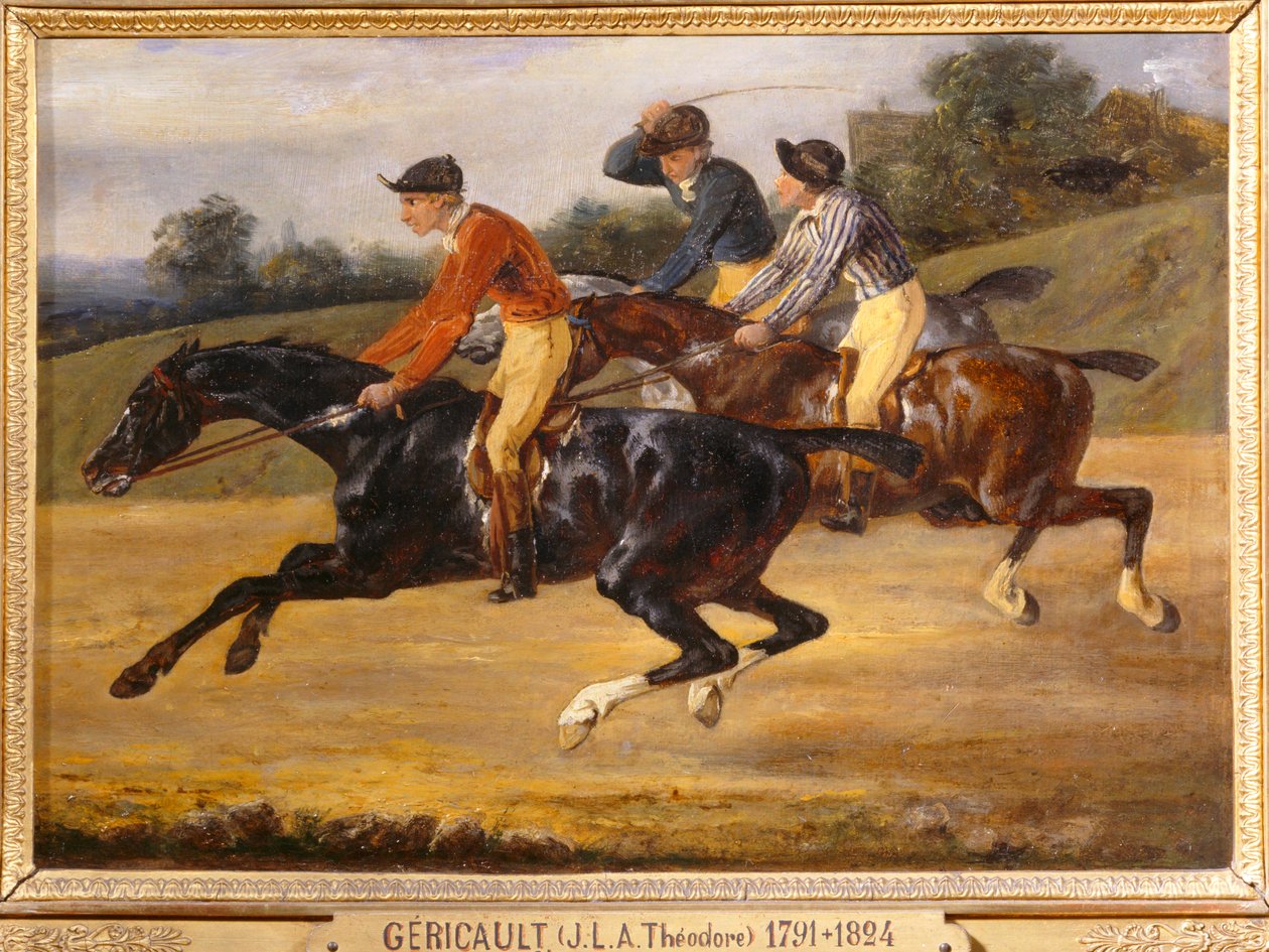 Závod koní na koni, který se na startu jede vlevo - Dostihy... od Theodore Gericault