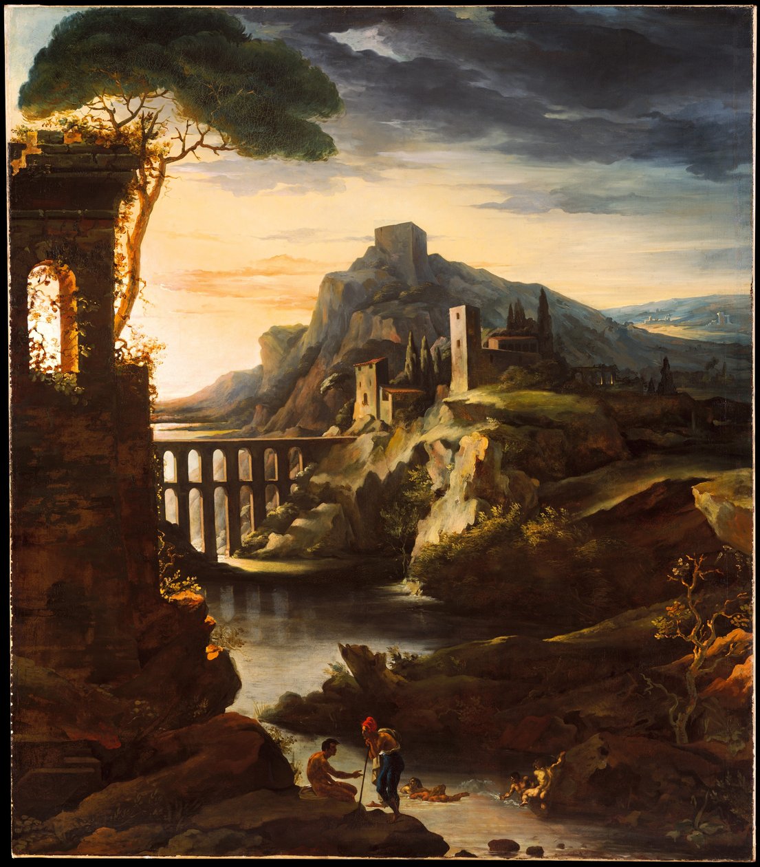 Večer: Krajina s akvaduktem od Theodore Gericault
