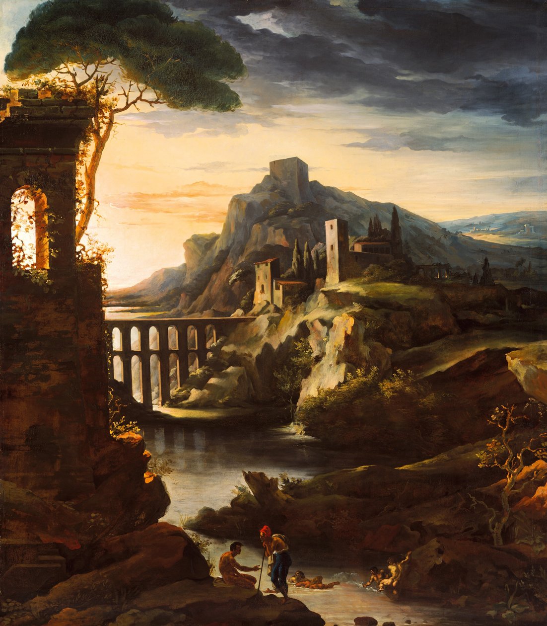 Večer: Krajina s akvaduktem od Theodore Gericault