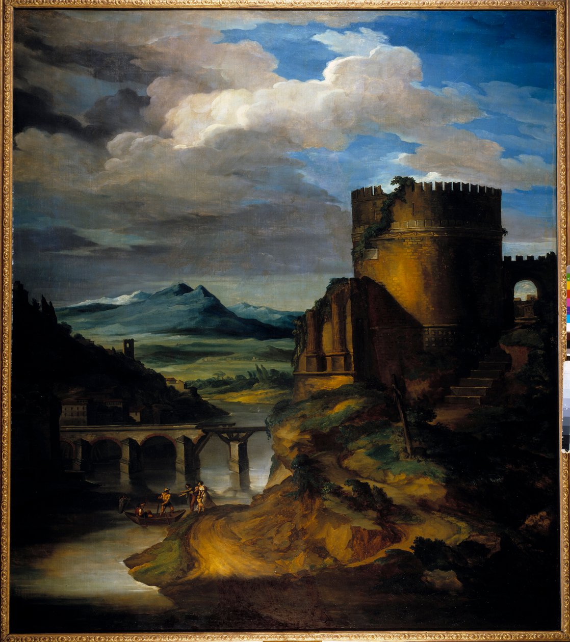 Velká krajina Itálie Krajina ruin, věže a mostu, Theodore Gericault (1791-1824) 19. století od Theodore Gericault