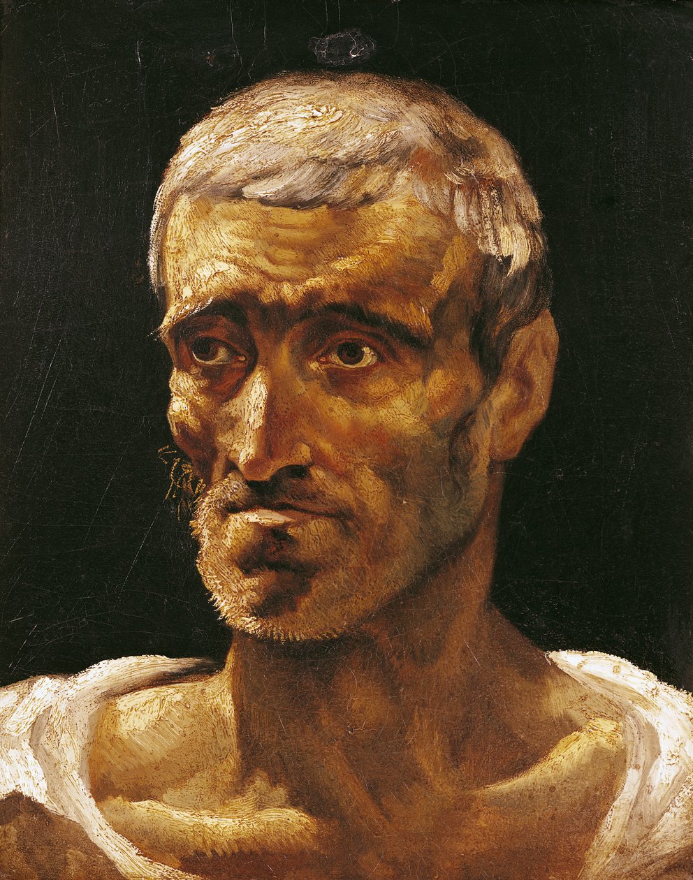 Hlava trosečníka, studium na voru Medúzy, 1817-19 od Theodore Gericault