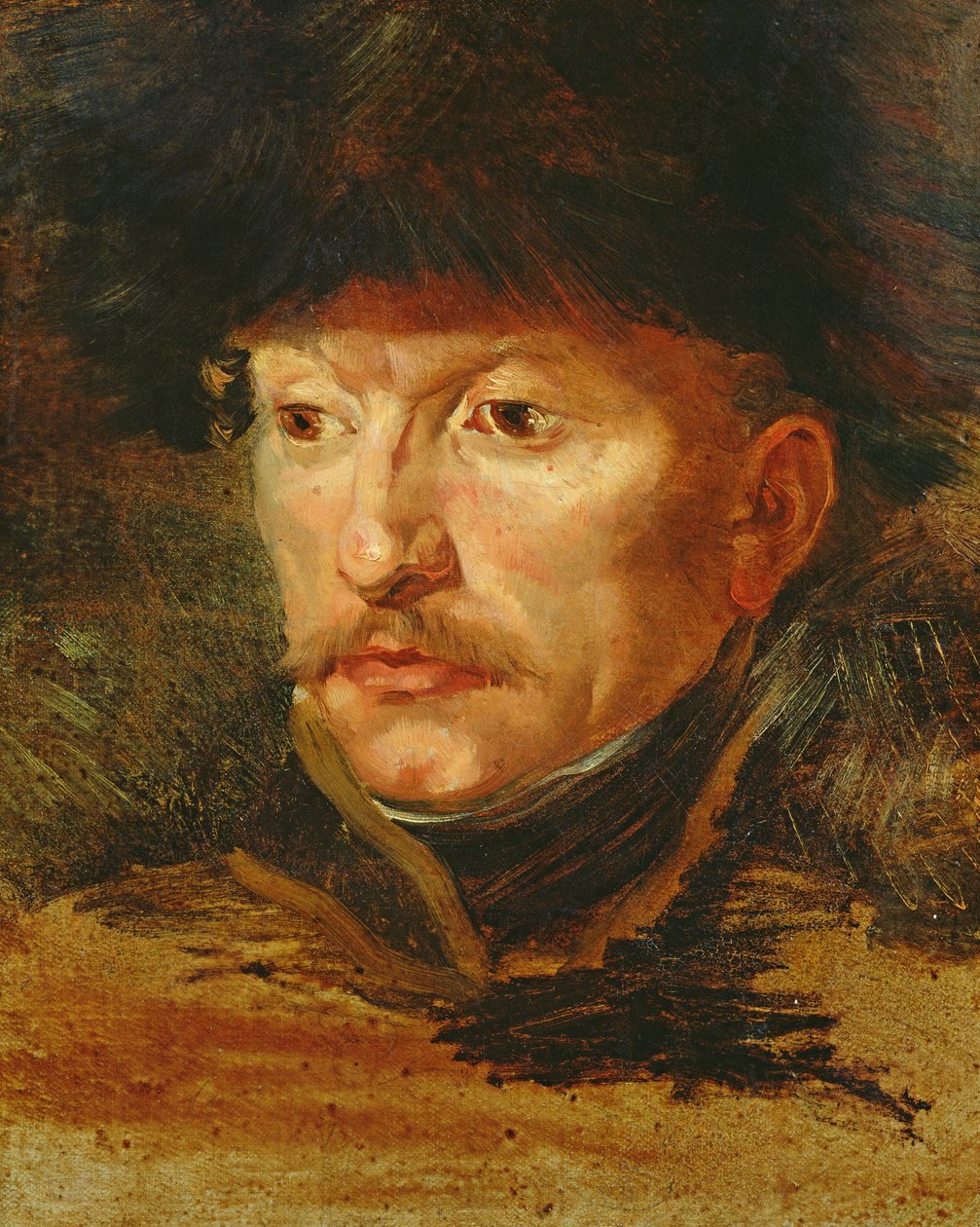 Hlava jezdce (portrét poručíka Dieudonna), kolem roku 1812 od Theodore Gericault