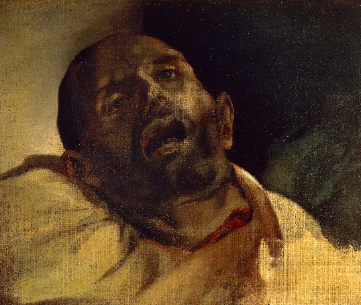 Hlava muže pod gilotinou (Le gilotina), od Jean-Louise Theodora Gericaulta (1791-1824), olej na plátně, 40x49 cm od Theodore Gericault