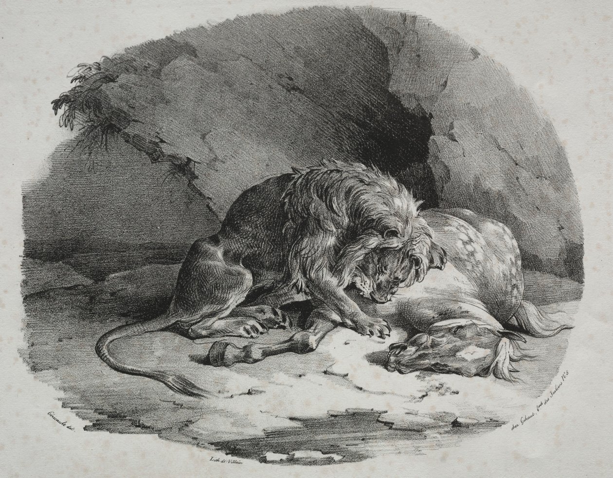 Kůň pohlcený lvem, 1823. od Theodore Gericault