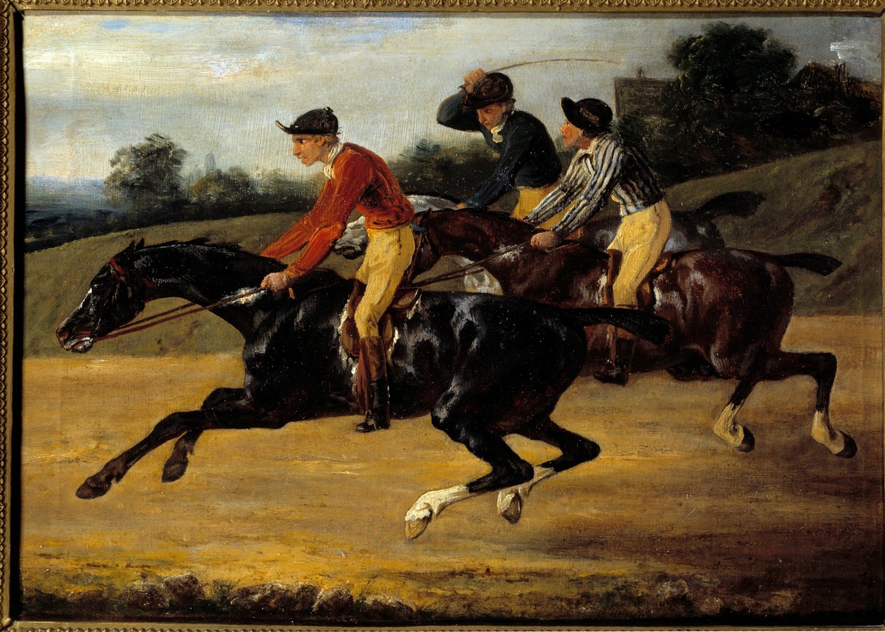 Dostihy: „Koně nasedající na levý cval““ Obraz Theodora Gericaulta (1791-1824) od Theodore Gericault