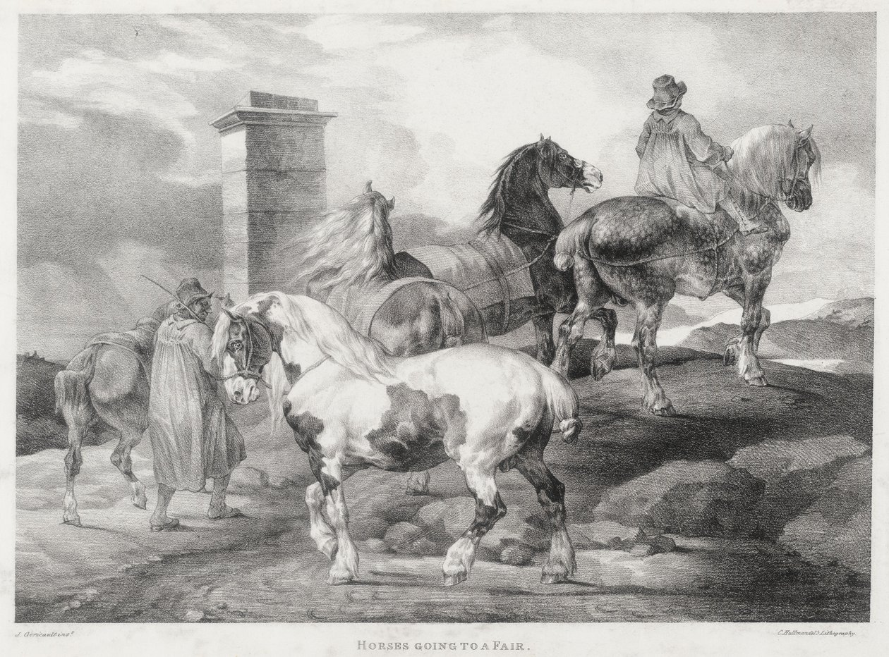 Koně na cestě na jarmark od Theodore Gericault