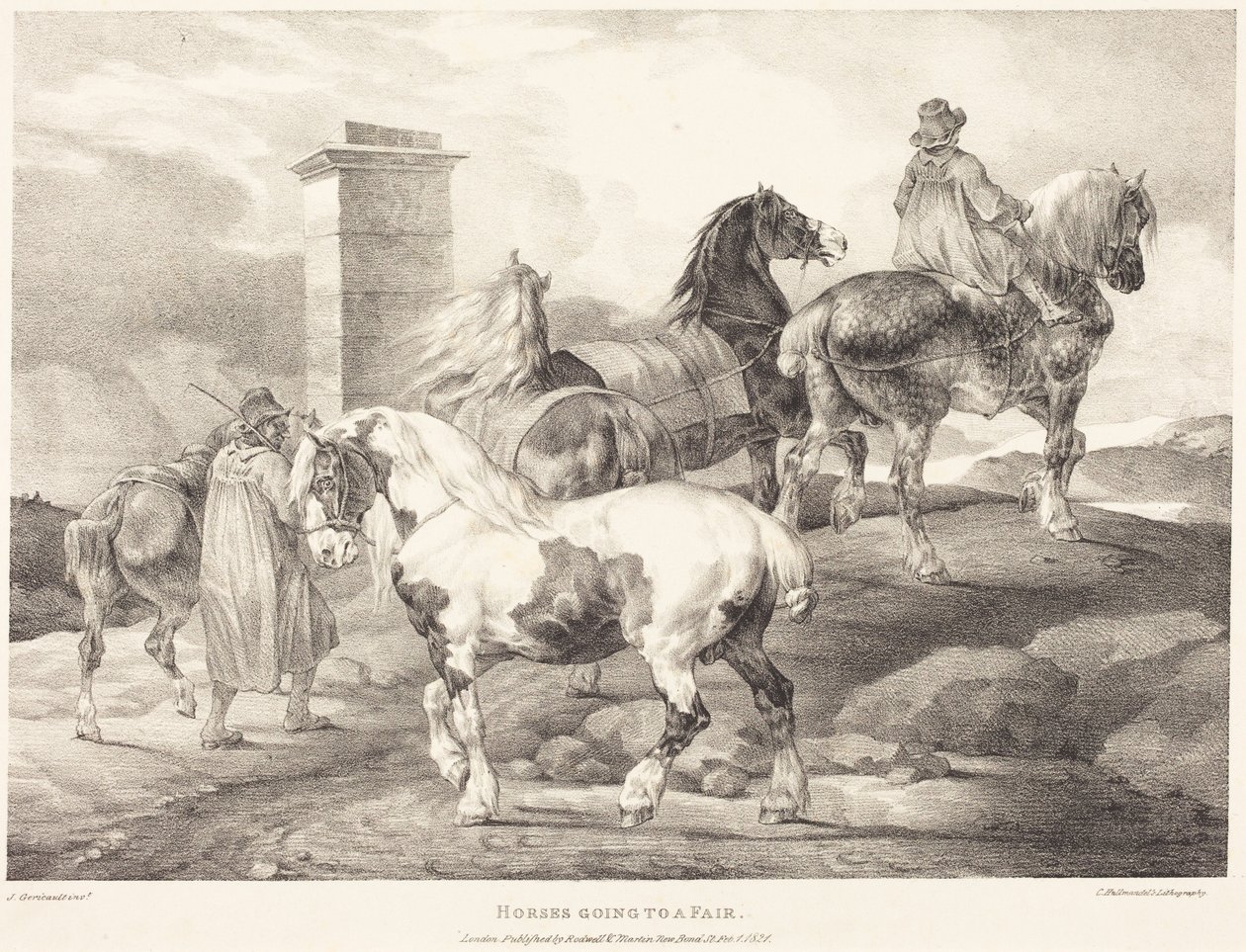 Koně na cestě na jarmark od Theodore Gericault