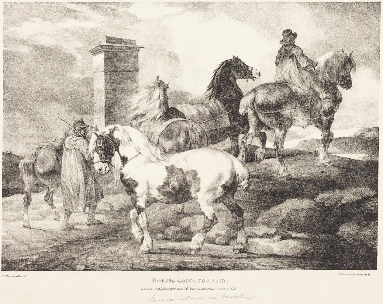 Koně na cestě na jarmark od Theodore Gericault