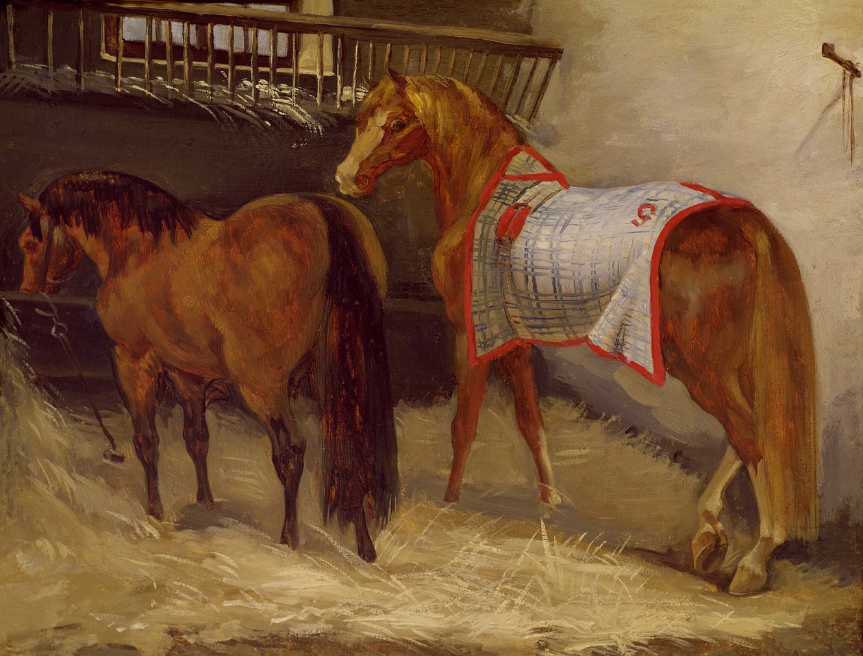 Koně ve stájích od Theodore Gericault