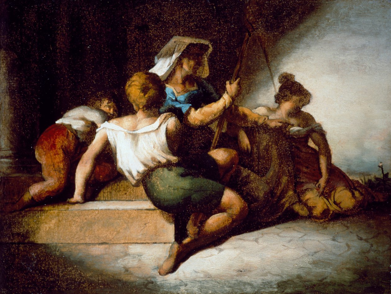 Italská rodina (olej na papíře podloženo plátnem) od Theodore Gericault