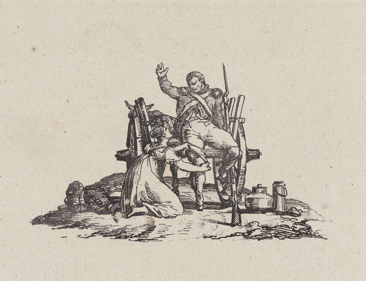 Mlékařka a veterán (The Milkmaid and the Veteran) od Theodore Gericault