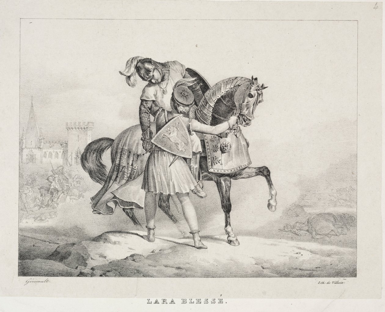 Lara zraněná. od Theodore Gericault