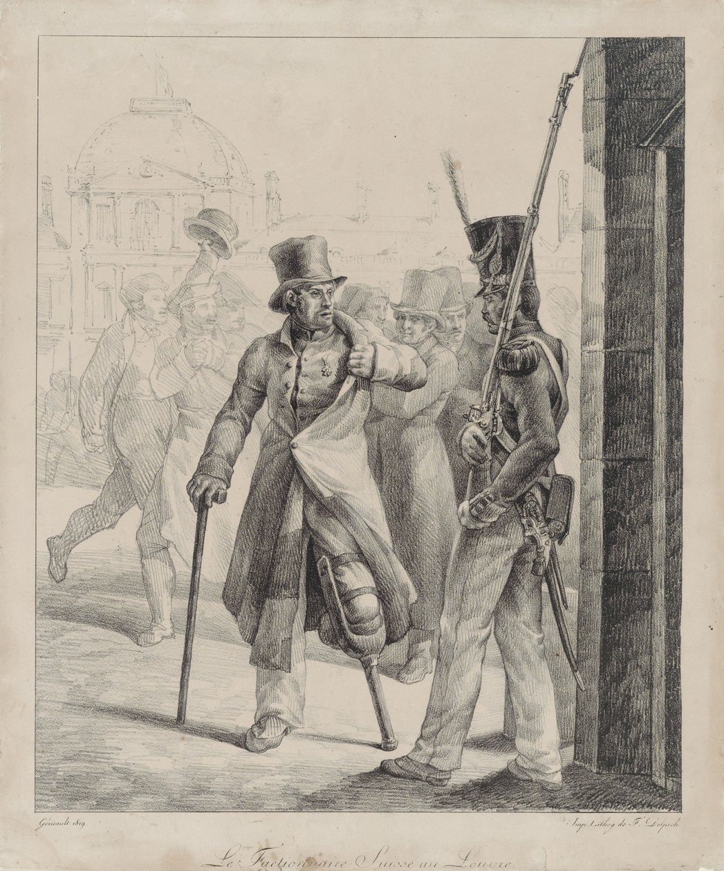 Švýcarský strážný v Louvru (The Swiss Royal Guard Sentry at the Louvre) od Theodore Gericault