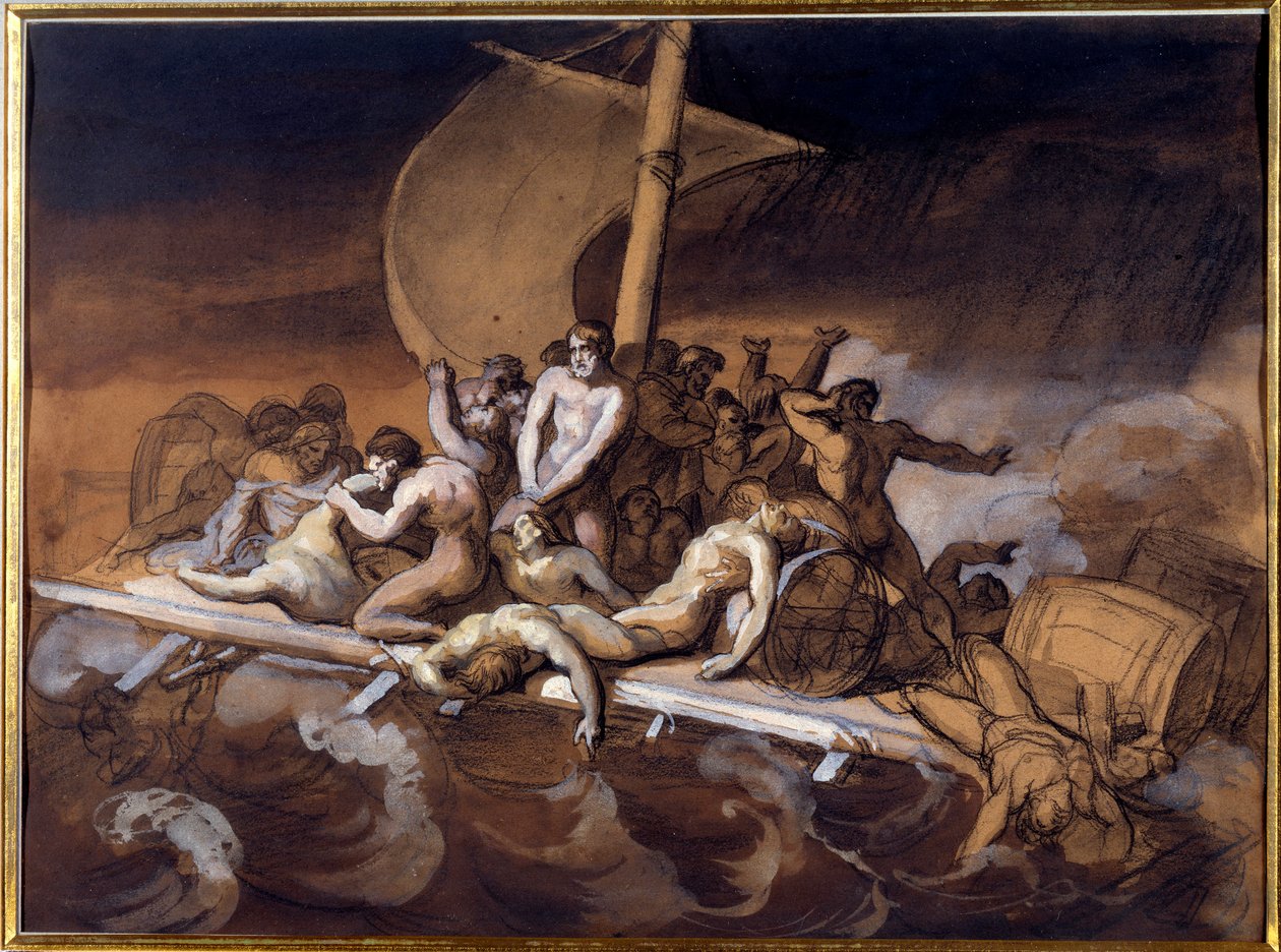 Vor Medusy Přípravné studie pro praní a kvaš na papíře od Theodora Gericaulta (1791-1824). 1819 Velikost 0,28 X 0,38 m. Paříž, muzeum Louvre od Theodore Gericault