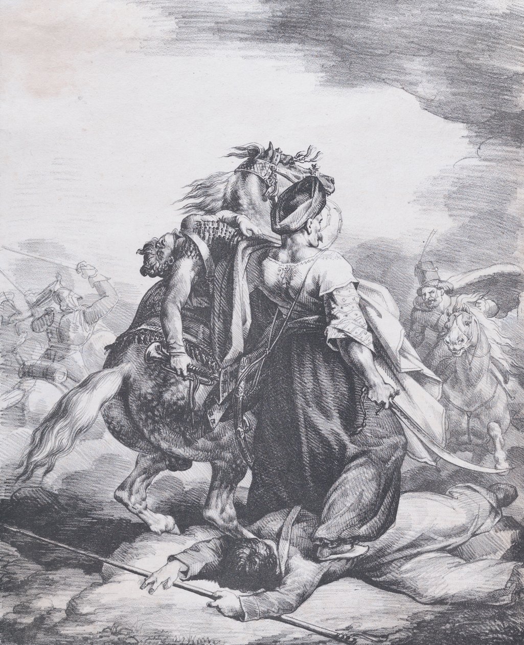 Mameluck bránící zraněného trumpetistu, 1818. od Theodore Gericault