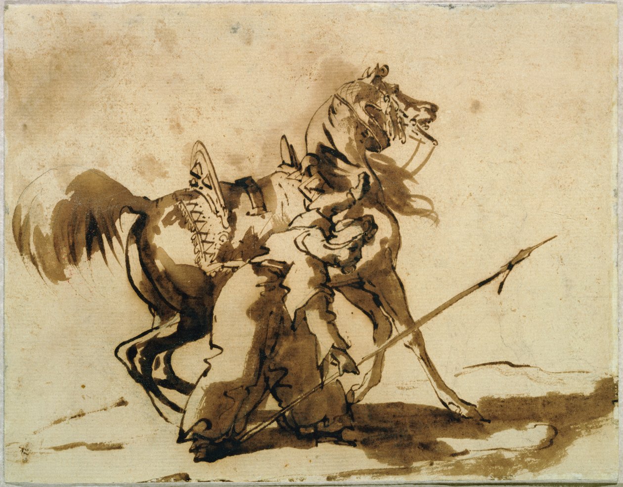 Mamluk sesedání (pero a inkoust a mytí na papíře) od Theodore Gericault