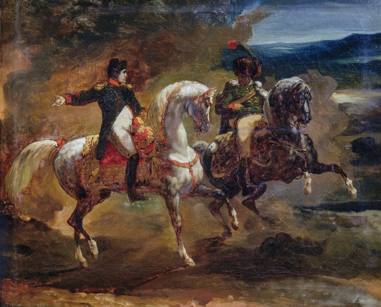 Napoleon Bonaparte dává rozkaz nadřízenému důstojníkovi, obraz připisovaný Theodoru Gericaultovi, Napoleonské války od Theodore Gericault