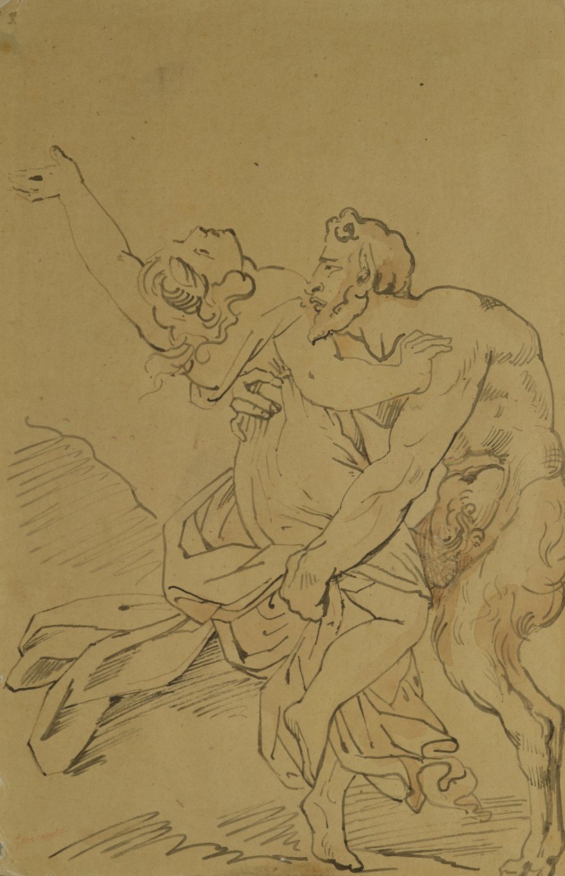 Nymfa a satyr od Theodore Gericault