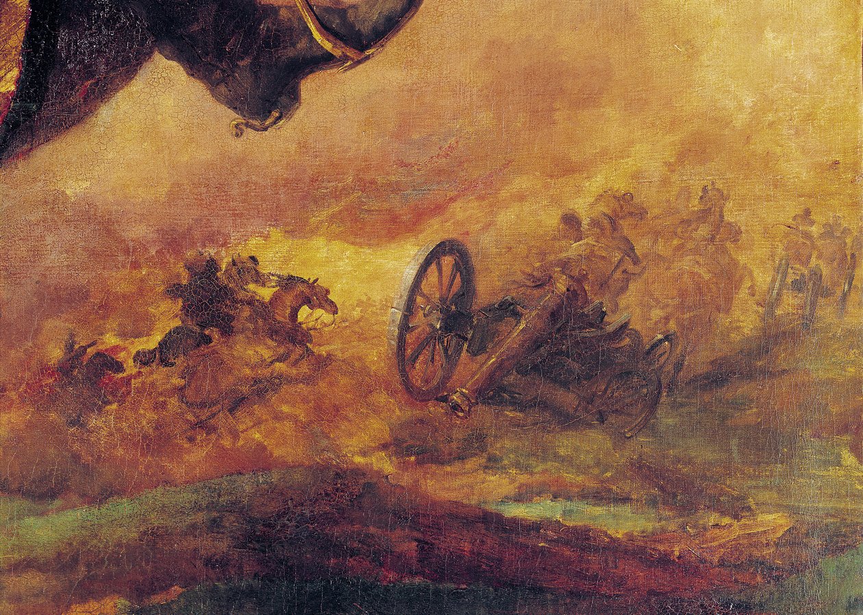 Důstojník husarů, detail děla vpravo, 1814 (detail 26088) od Theodore Gericault