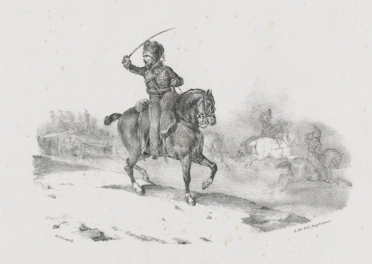 Dělostřelecký důstojník velící útoku (An Artillery Officer Commanding the Charge) od Theodore Gericault