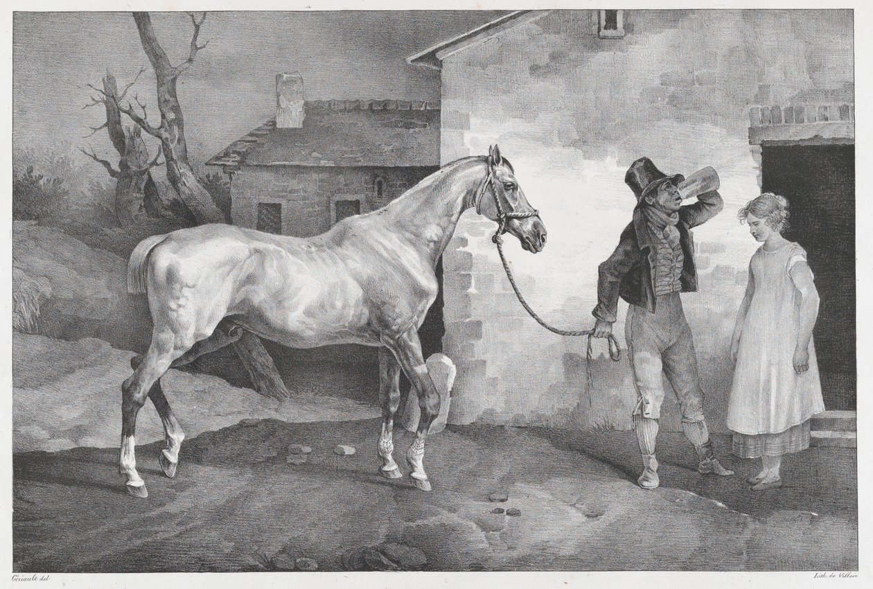 Starý kůň u vchodu do hostince od Theodore Gericault