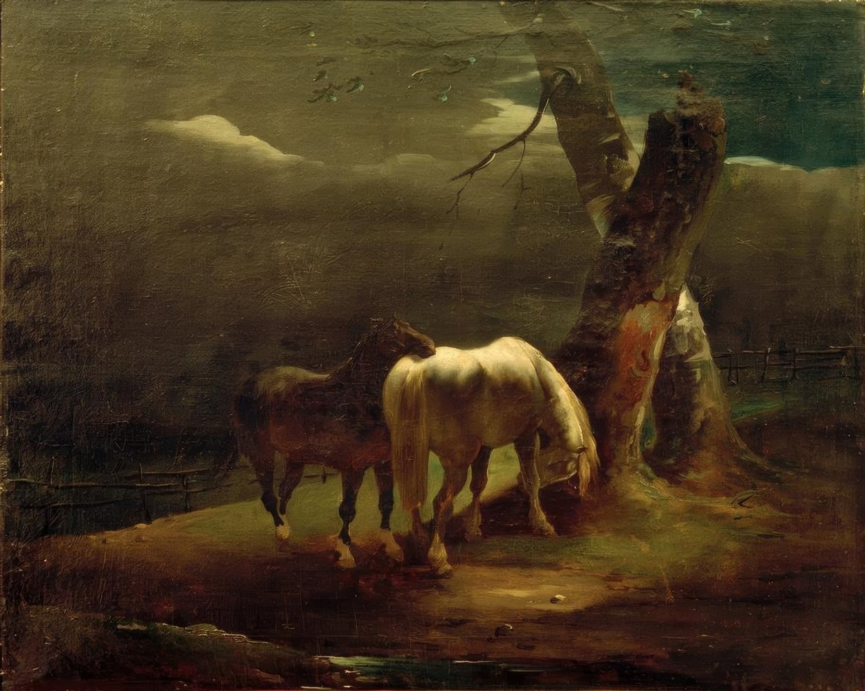 Koně na pastvině od Theodore Gericault