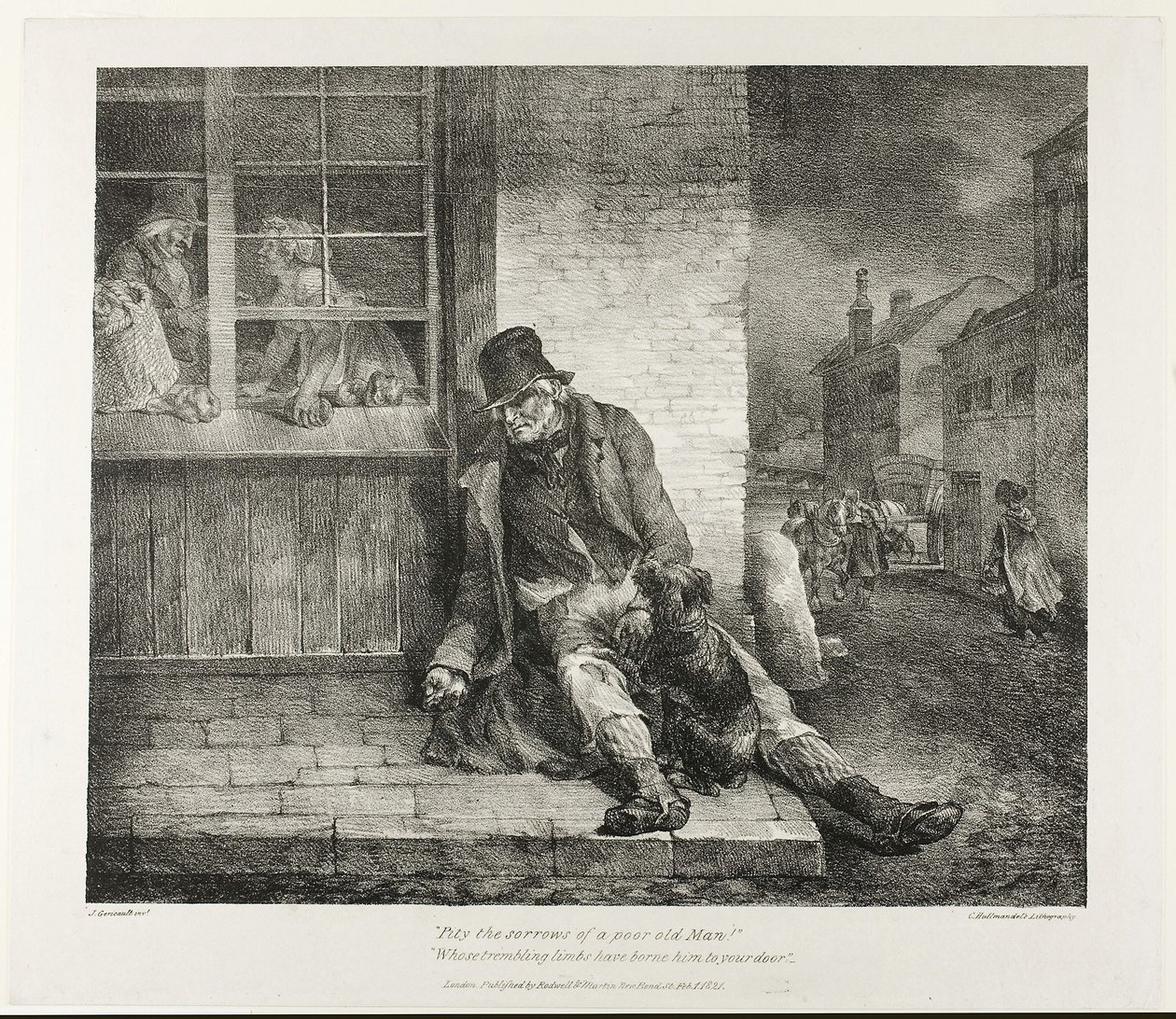 Lítost nad smutkem ubohého starce... 1821 (litografie černá na slonovinovém papíře) od Theodore Gericault