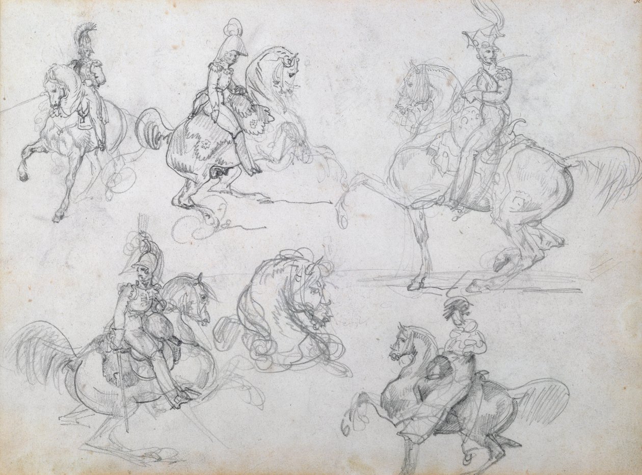 Jezdci na vzpínajících se koních od Theodore Gericault