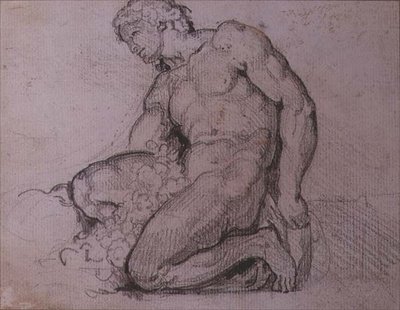 Sedící postava (tužka a hnědý inkoust) od Theodore Gericault