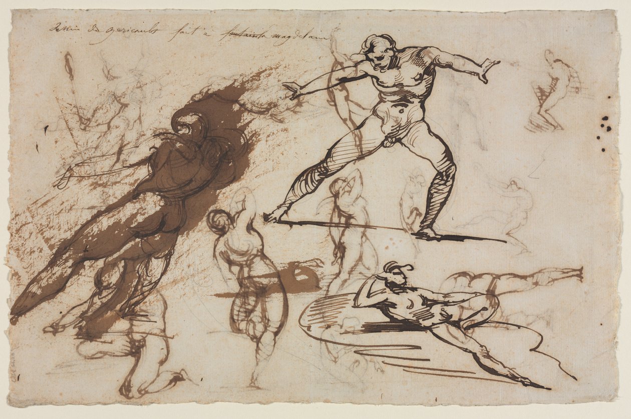 List náčrtů (recto) od Theodore Gericault