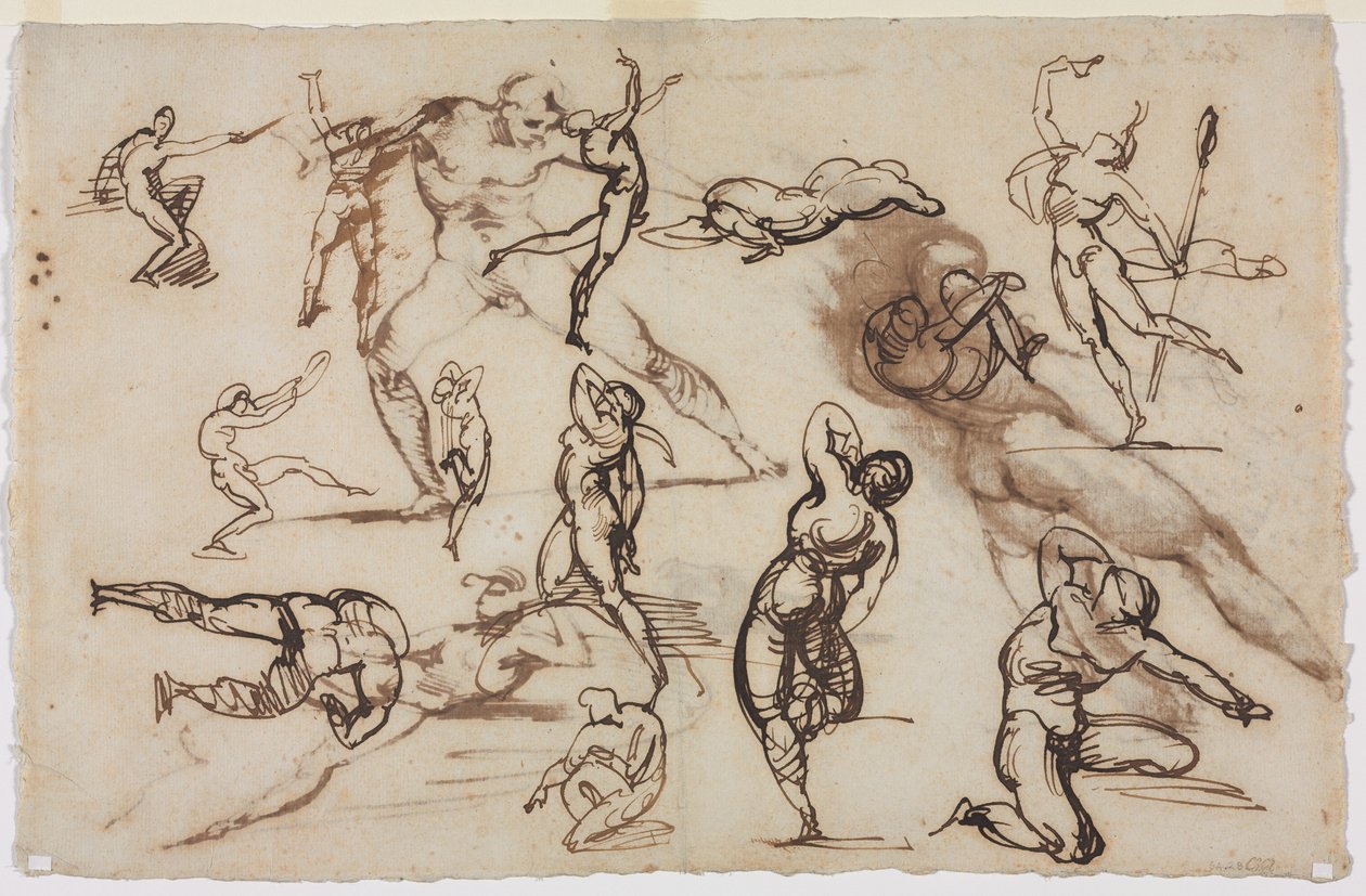 List s náčrtky (verso) od Theodore Gericault