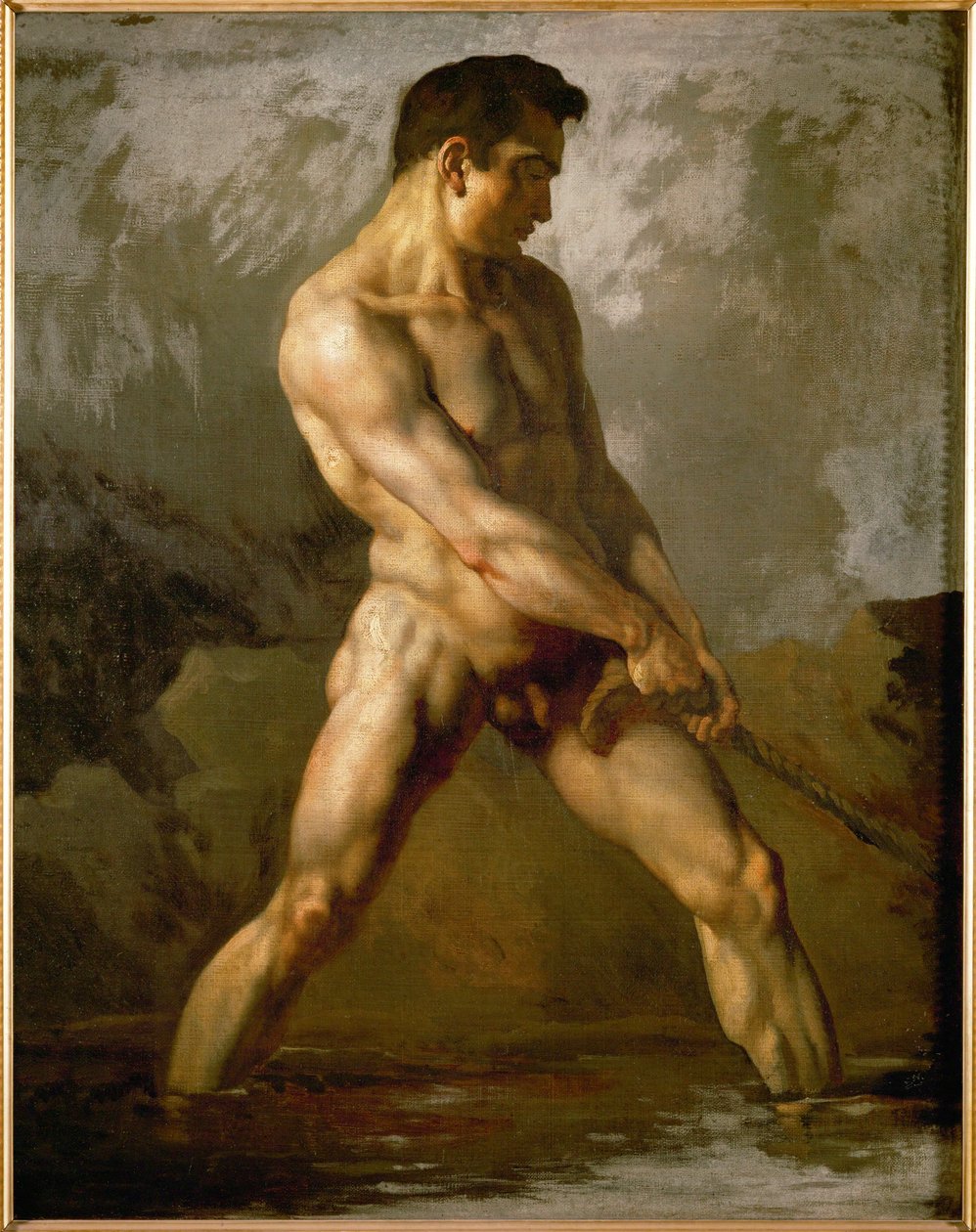 Studie mužského aktu ... (olej na plátně) od Theodore Gericault