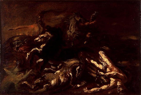 Hippolytova smrt (olej na plátně) od Theodore Gericault