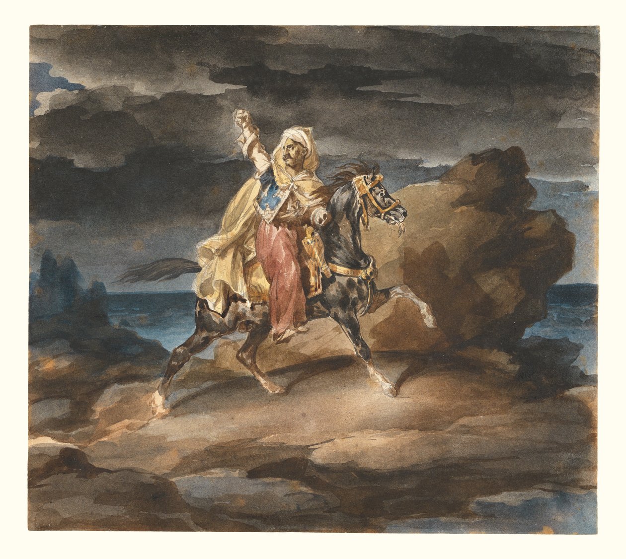 The Giaour (turecký příběh) cca 1822–23 (akvarel přes grafit) od Theodore Gericault
