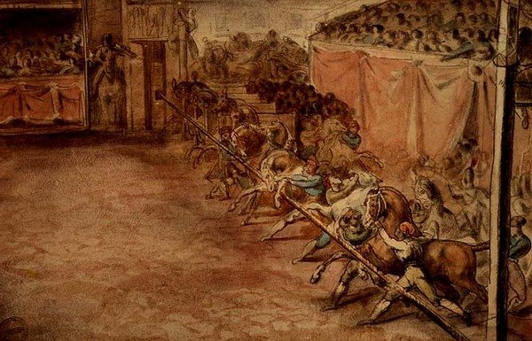 Závod na Corso (tužka, pero, inkoust a akvarel) od Theodore Gericault