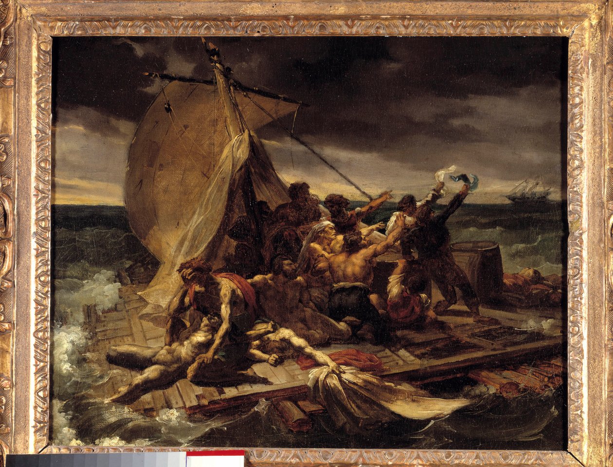 Vor náčrtů premiéry Meduse. Obraz Theodora Gericaulta (1791-1824). Ztlumit. 0,37 x 0,46 m. od Theodore Gericault