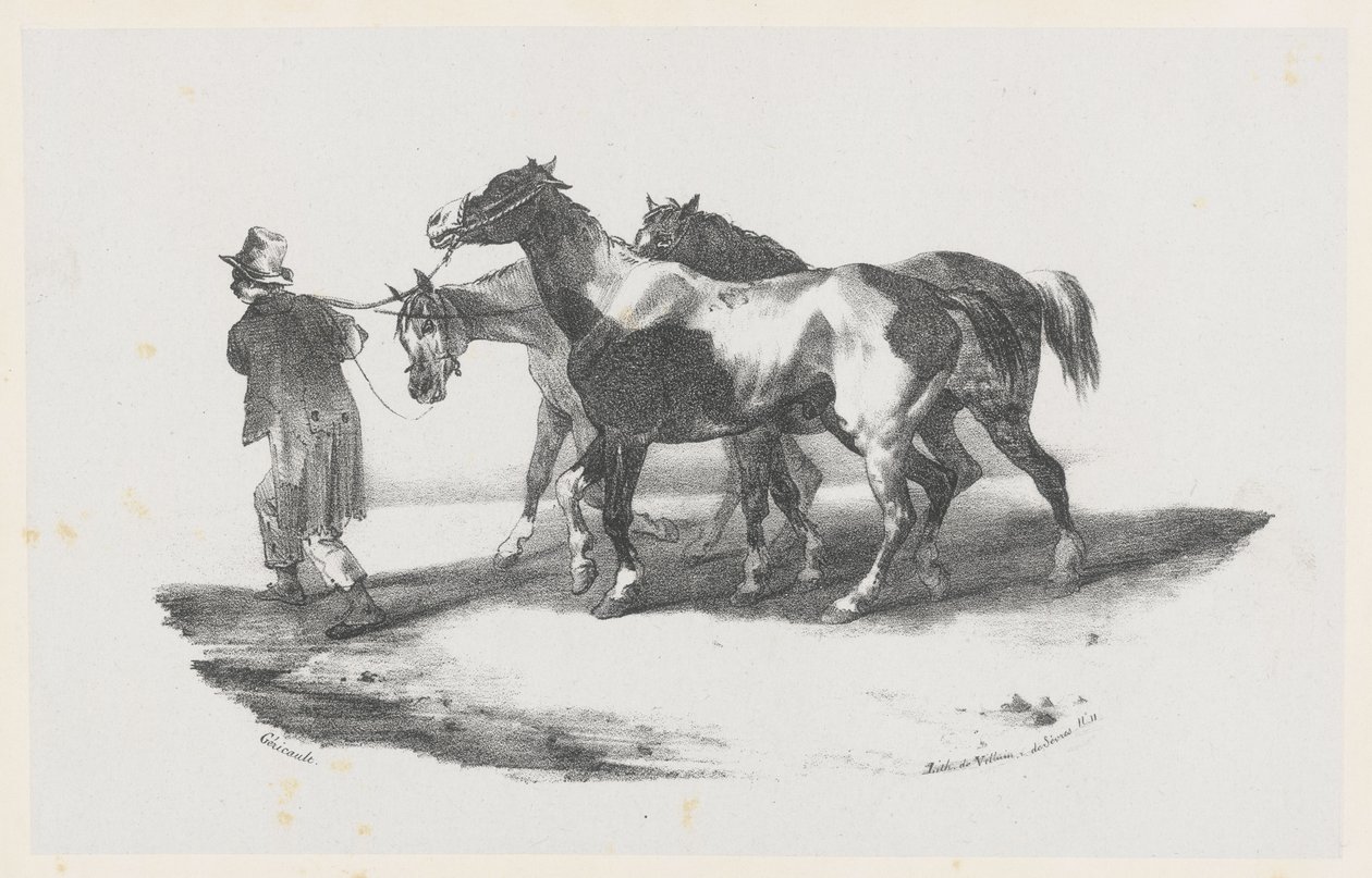 Tři koně vedeni na jatka (Three Horses Being Led to the Slaughterhouse) od Theodore Gericault