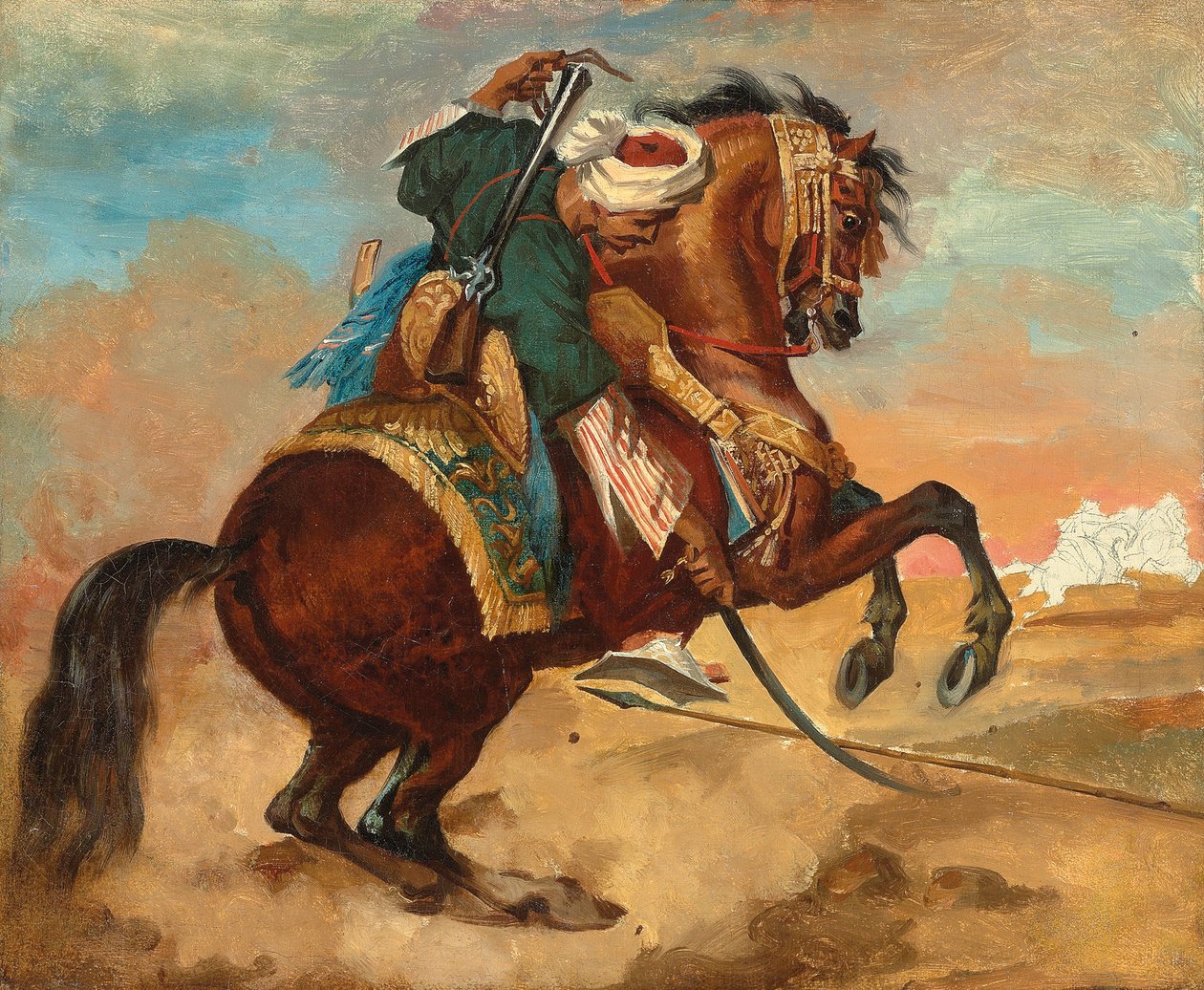 Turek nasedl na kaštanově zbarveného koně, c. 1810 (olej na plátně) od Theodore Gericault